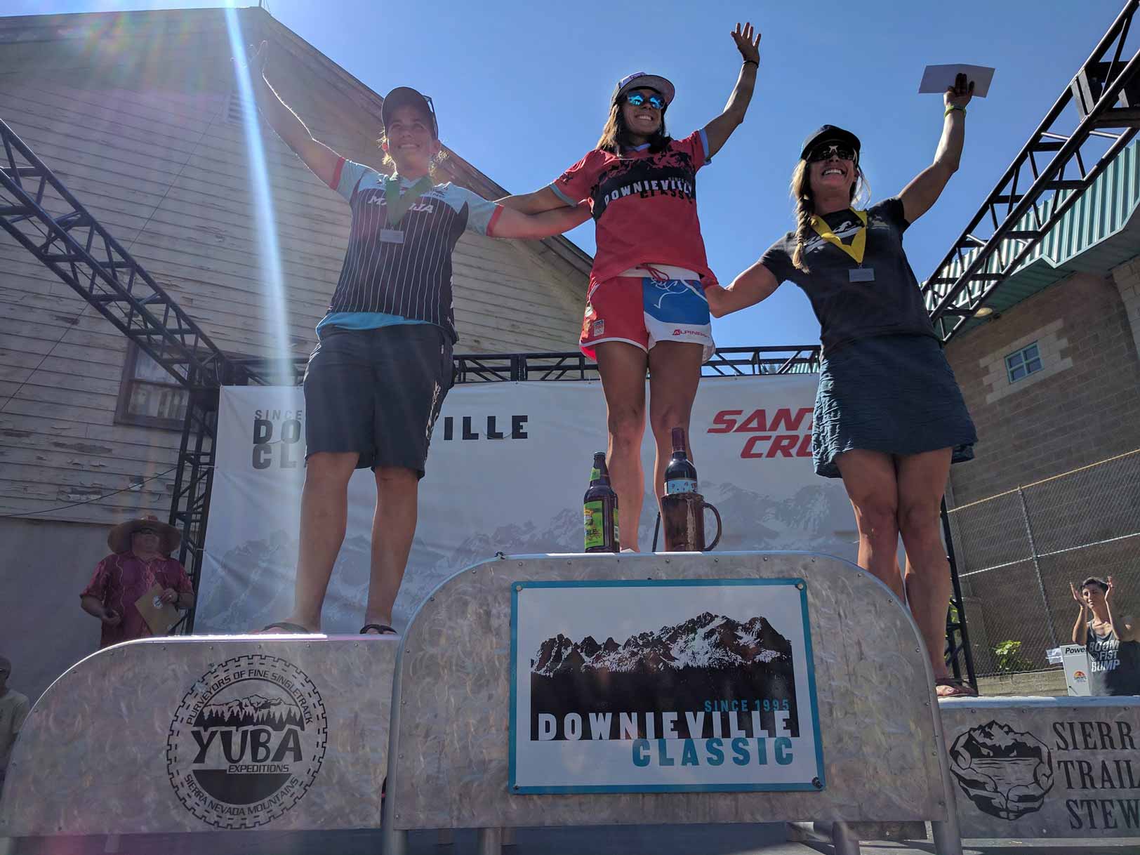 Women's race winners on the podium